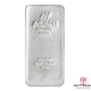 100 oz Silver Bar - Asahi - Obverse