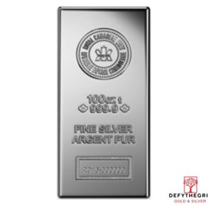 100 oz Silver Bar - Royal Canadian Mint - Obverse