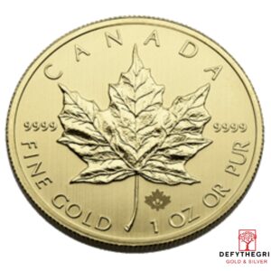 1 oz Canadian Gold Maple Leaf 9999 Fine Random Year Obverse