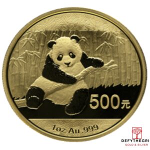 1 oz Chinese Gold Panda Random No Plastic Year Obverse