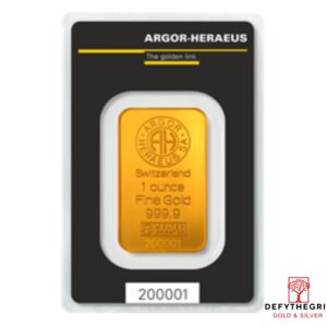 1 oz Gold Bar Argor-Heraeus Kinebar Obverse