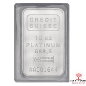 10 oz Platinum Bar Credit Suisse Obverse