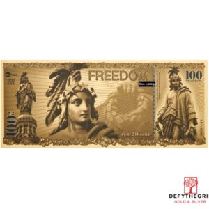 100 mg Valaurum Freedom Gold Note Obverse