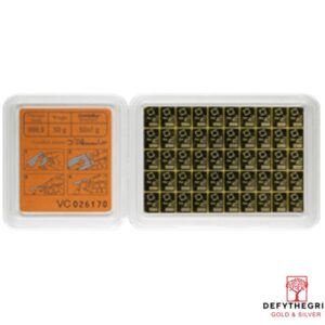 50 gram Gold Combi-bar Valcambi 50x1g Obverse