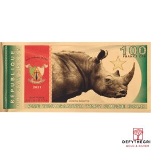 100 Francs CFA Cameroon Black Rhino - Obverse