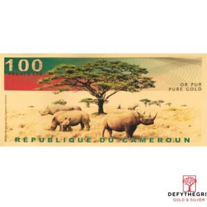 100 Francs CFA Cameroon Black Rhino - Reverse