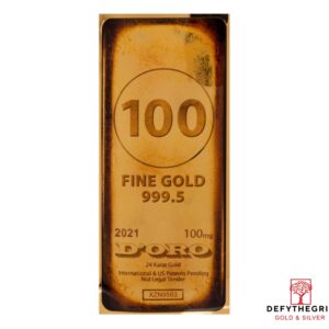 100 mg Gold Bar Doro Gold Aurum Note - Obverse