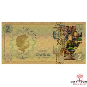 Discovery OzNote Holdman Threads of Light 2022 Cook Islands Aurum Gold Note - Reverse