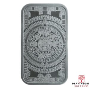1 oz Silver Bar - Aztec Calendar - Obverse