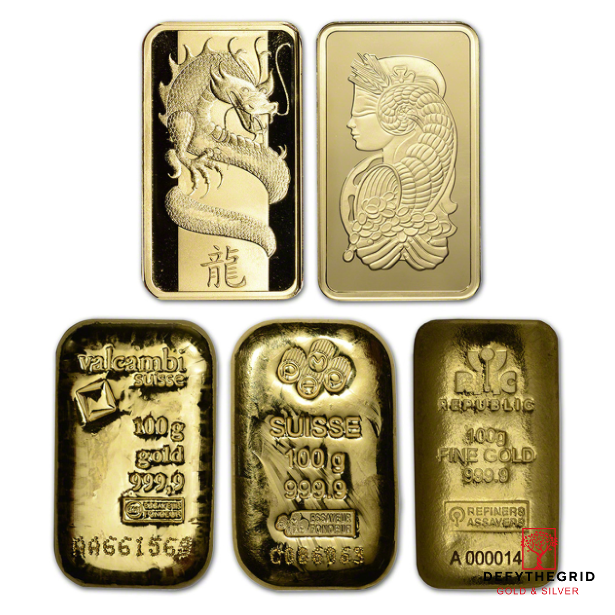 100 GRAM GOLD BAR RANDOM BRAND Obverse product photo