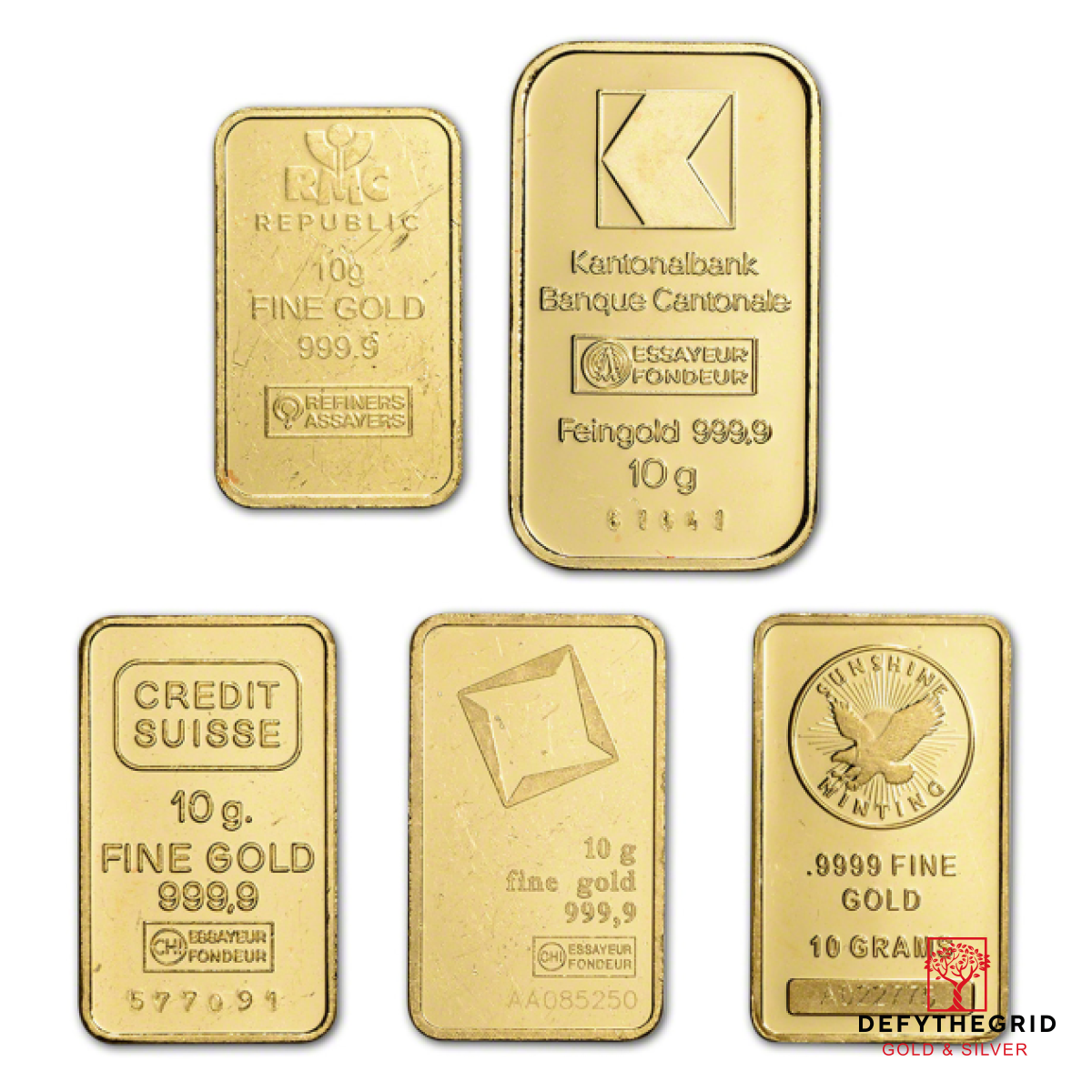 10 GRAM GOLD BAR RANDOM BRAND Obverse product photo
