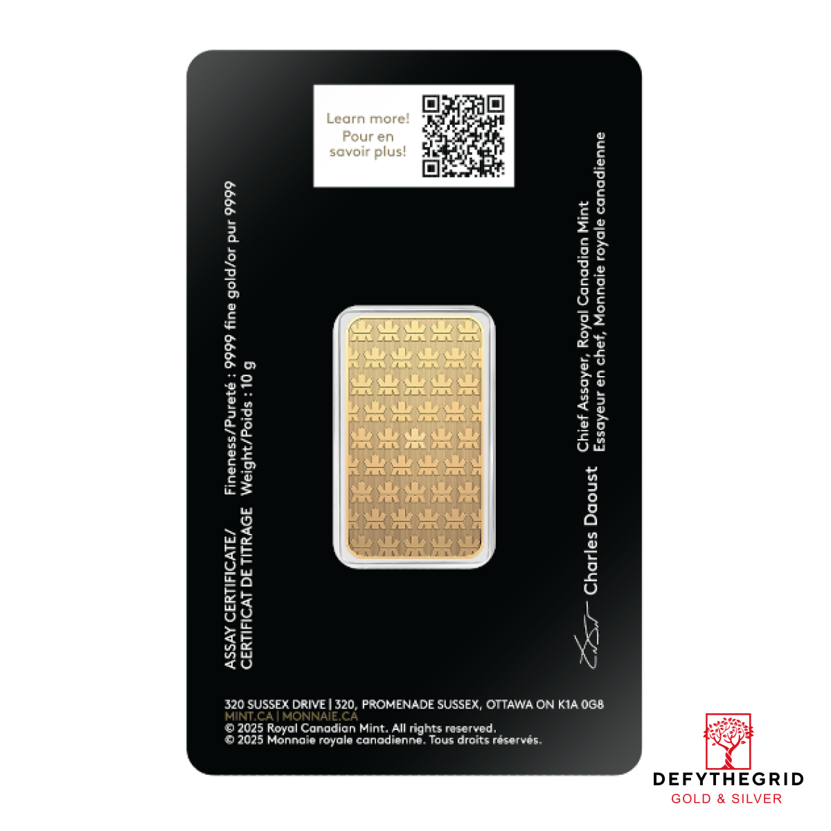 10 GRAM GOLD BAR RCM Reverse product photo