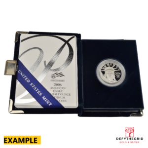 1/2 OZ AMERICAN PLATINUM EAGLE PROOF WITH ORIGINAL BOX AND PAPERS Obverse product photo