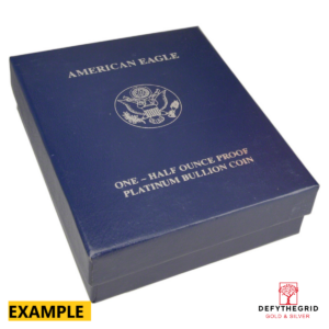 1/2 OZ AMERICAN PLATINUM EAGLE PROOF WITH ORIGINAL BOX AND PAPERS Reverse product photo