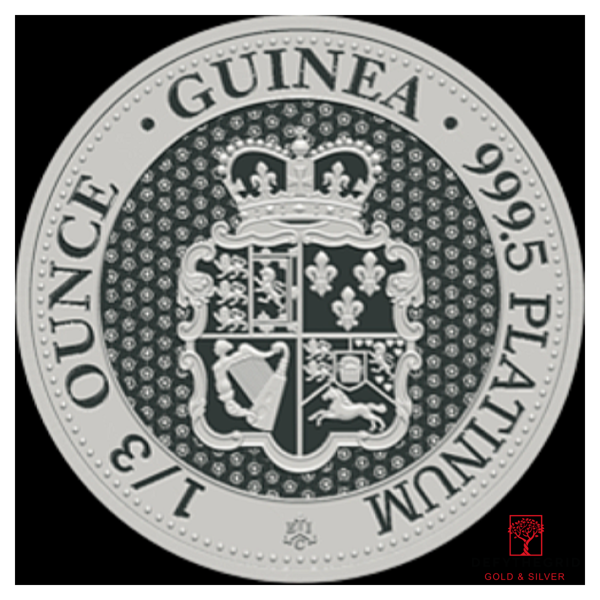 1/3 OZ PLATINUM ST HELENA ROSE CROWNED SHIELD GUINEA Obverse product photo