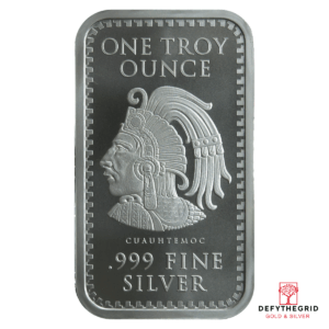 1 OZ SILVER BAR AZTEC CALENDAR Reverse product photo