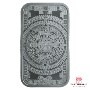 1 OZ SILVER BAR AZTEC CALENDAR Obverse product photo