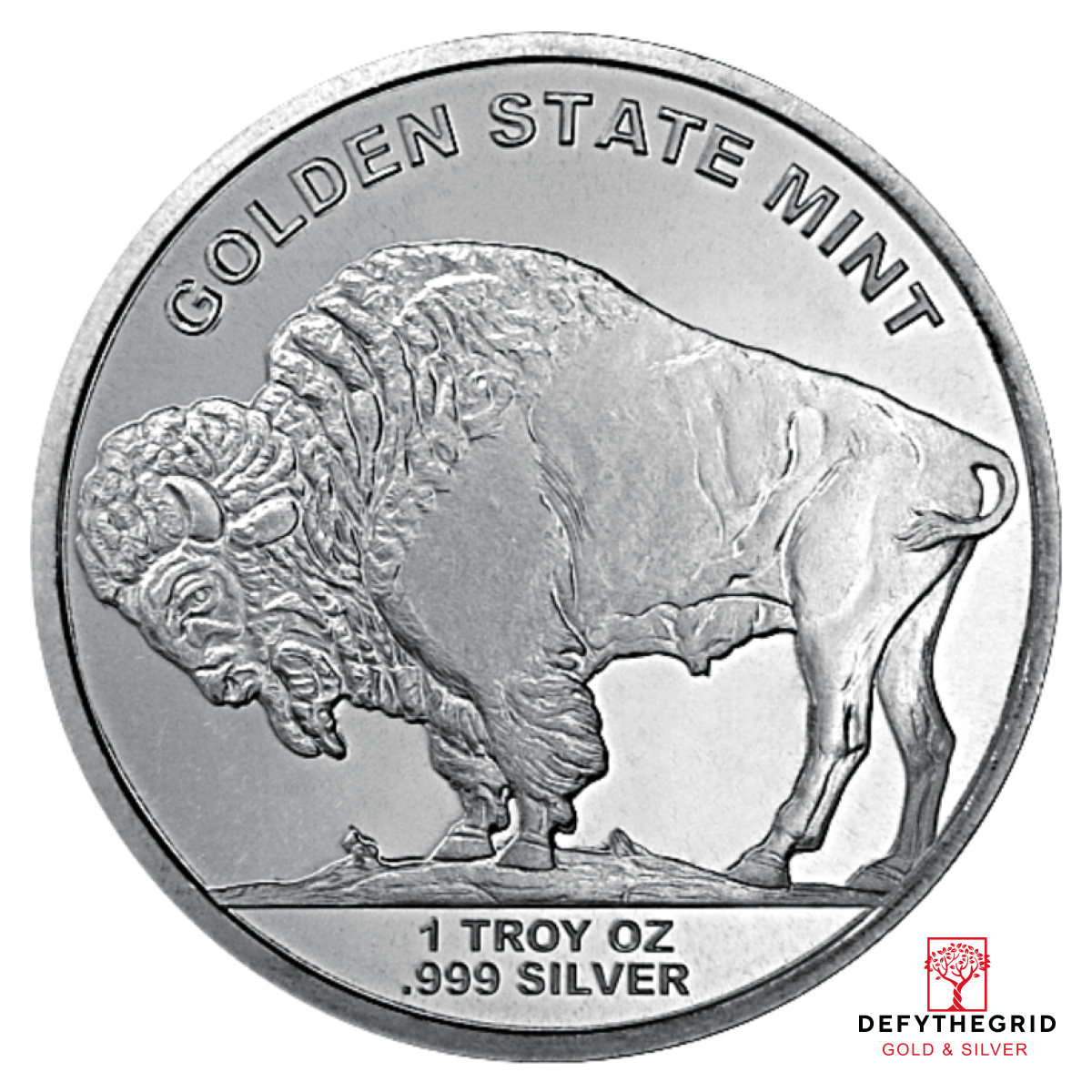 1 OZ SILVER ROUND BUFFALO GOLDEN STATE MINT Reverse product photo