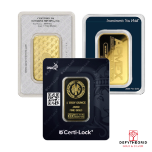 1 OZ GOLD BAR IN A CERT CARD HOLDER Reverse product photo