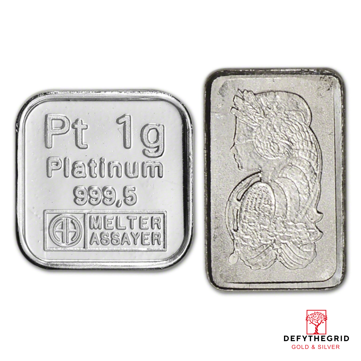 1 GRAM PLATINUM BAR NO PLASTIC Obverse product photo