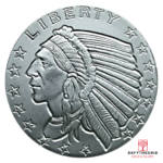 1 OZ SILVER ROUND INCUSE INDIAN DESIGN GOLDEN STATE MINT Obverse product photo