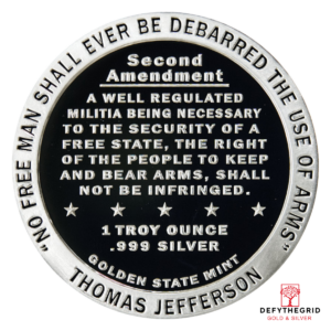 1 OZ SILVER ROUND SECOND AMENDMENT GOLDEN STATE MINT Reverse product photo