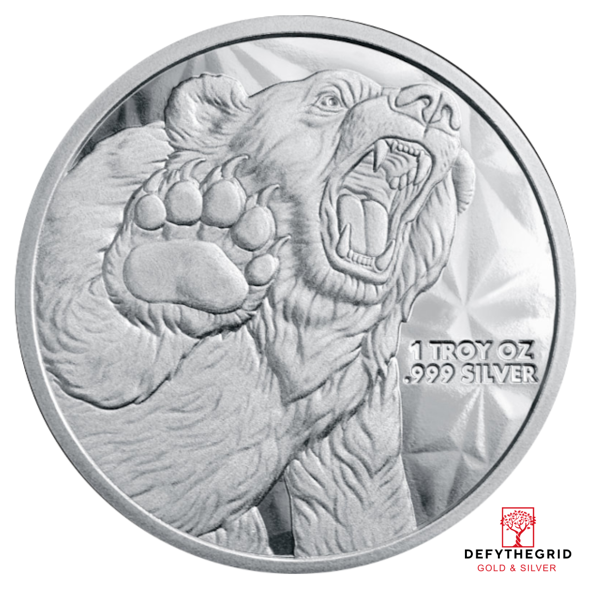 1 OZ SILVER ROUND BULL AND BEAR GOLDEN STATE MINT Reverse product photo