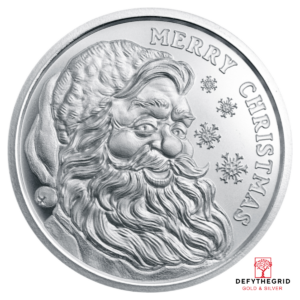 1 OZ SILVER ROUND CHRISTMAS SANTA GOLDEN STATE MINT Obverse product photo