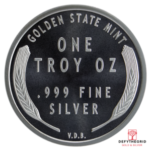 1 OZ SILVER ROUND WHEAT CENT DESIGN GOLDEN STATE MINT Reverse product photo
