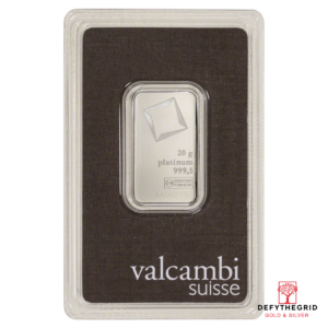20 GRAM PLATINUM BAR VALCAMBI Obverse product photo
