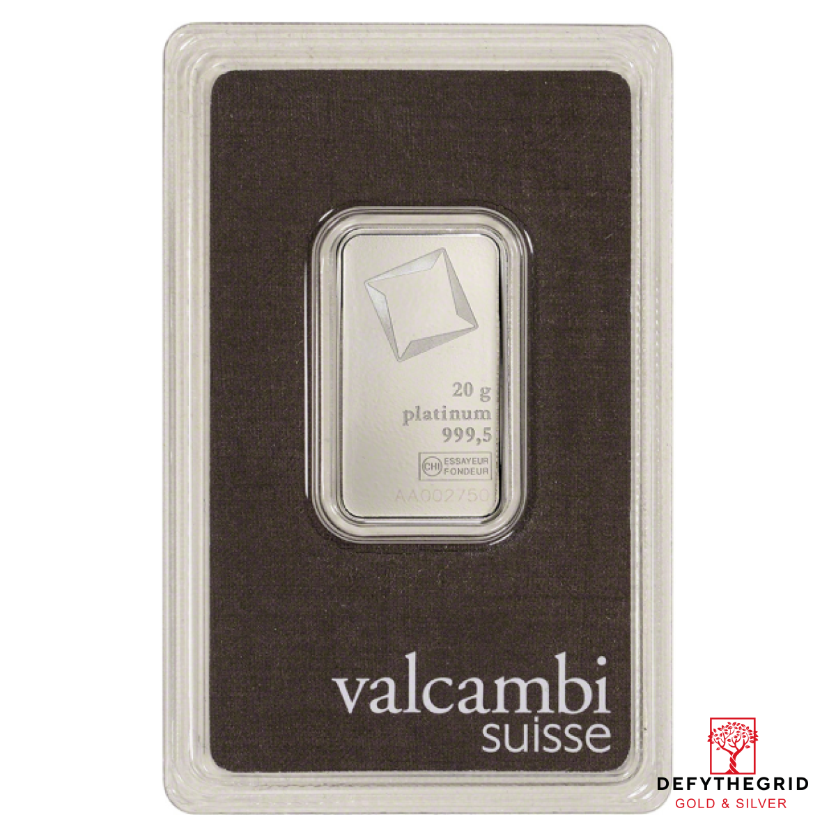 20 GRAM PLATINUM BAR VALCAMBI Obverse product photo