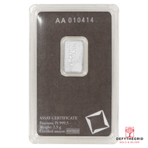 2.5 GRAM PLATINUM BAR VALCAMBI Reverse product photo