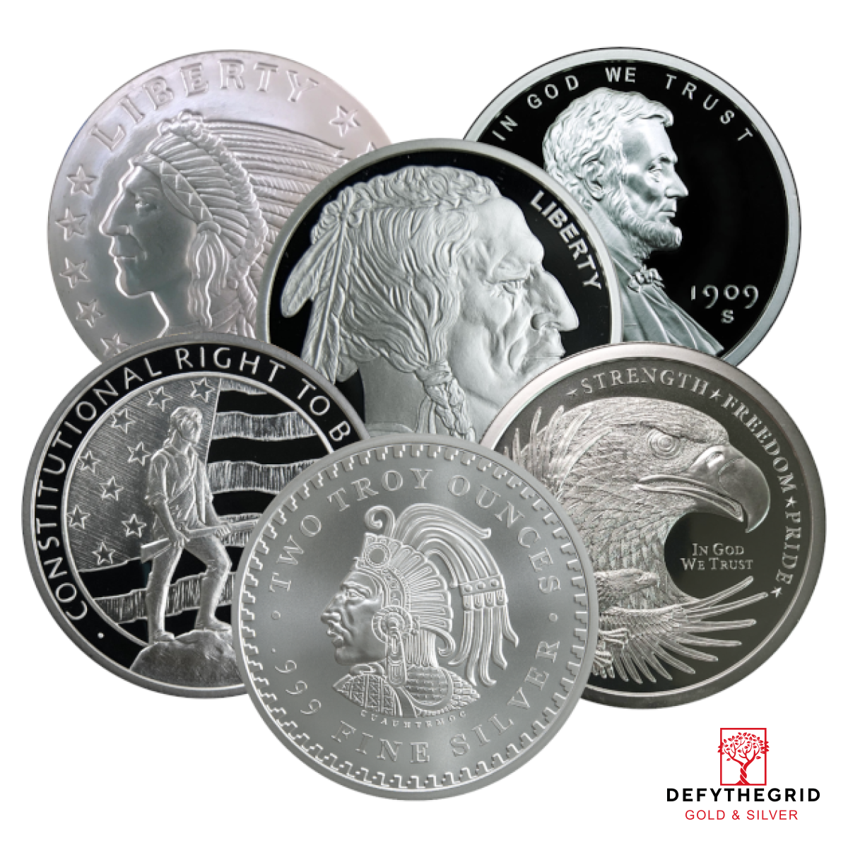 2 OZ SILVER ROUND GENERIC BRANDS Obverse product photo