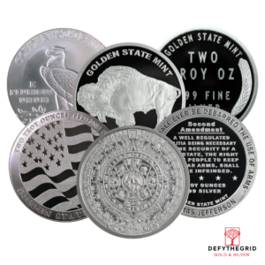 2 OZ SILVER ROUND GENERIC BRANDS Reverse product photo