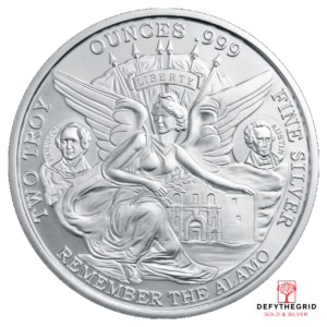 2 OZ SILVER ROUND TEXAS COMMEMORATIVE Obverse product photo