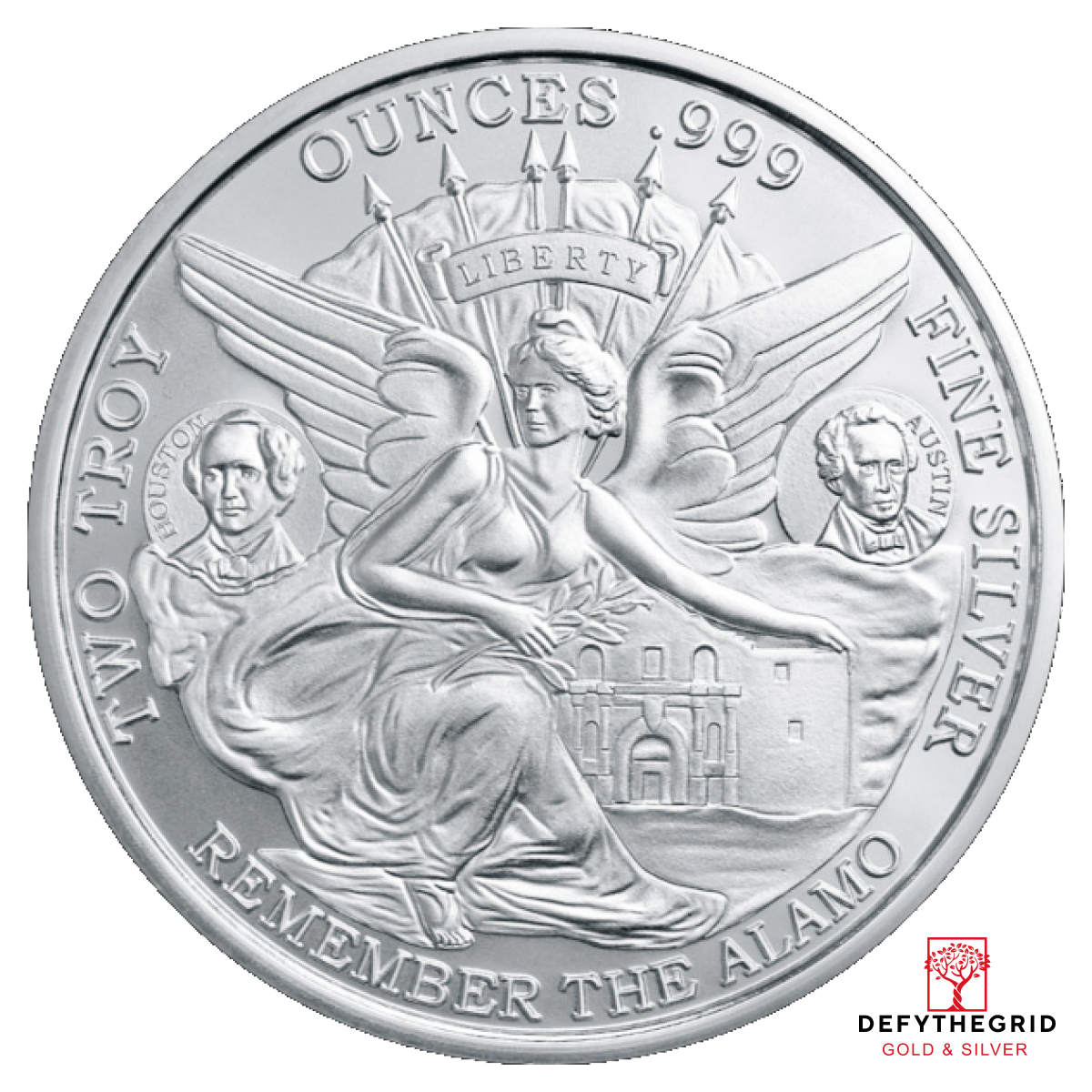 2 OZ SILVER ROUND TEXAS COMMEMORATIVE Obverse product photo