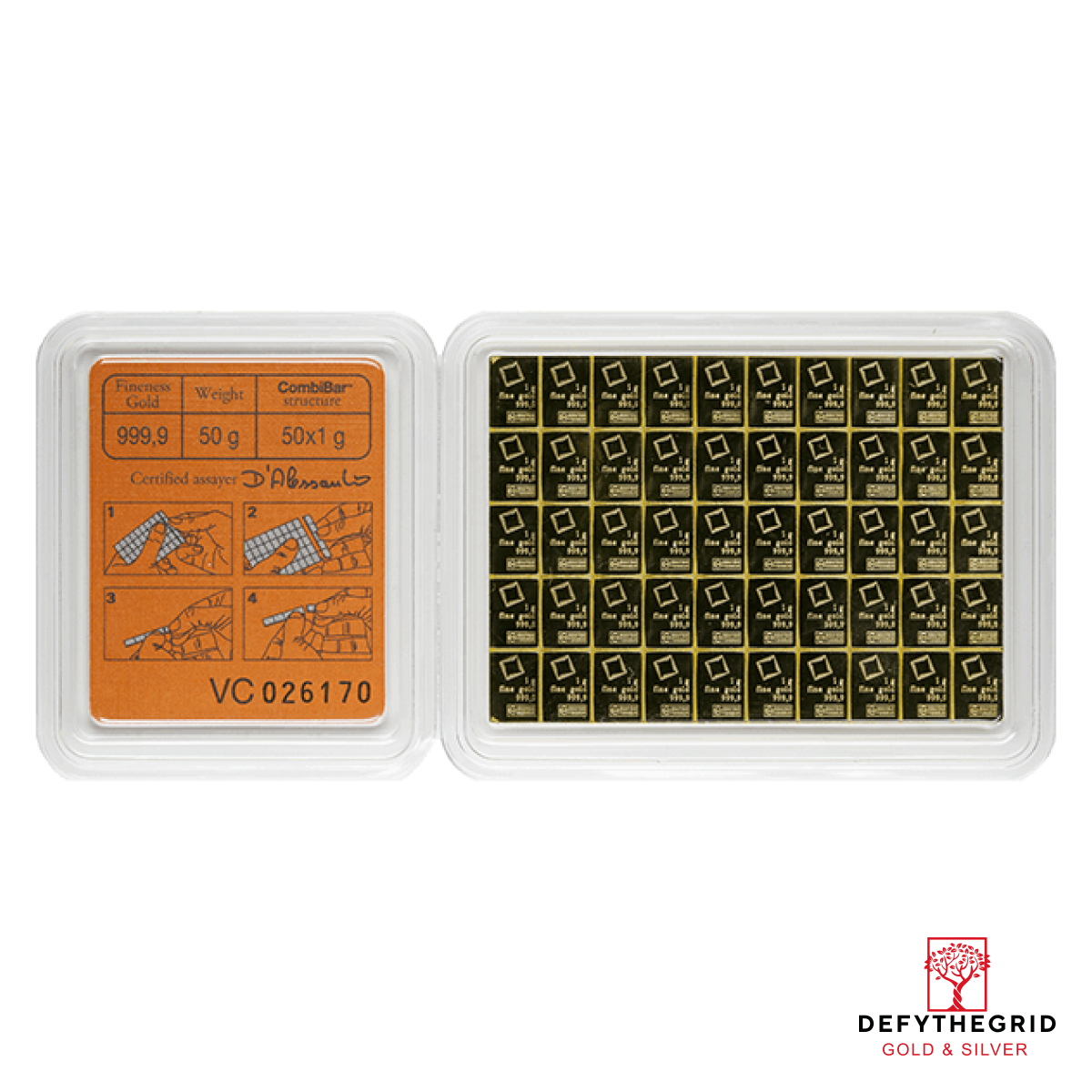 50 GRAM GOLD COMBI BAR VALCAMBI Obverse product photo