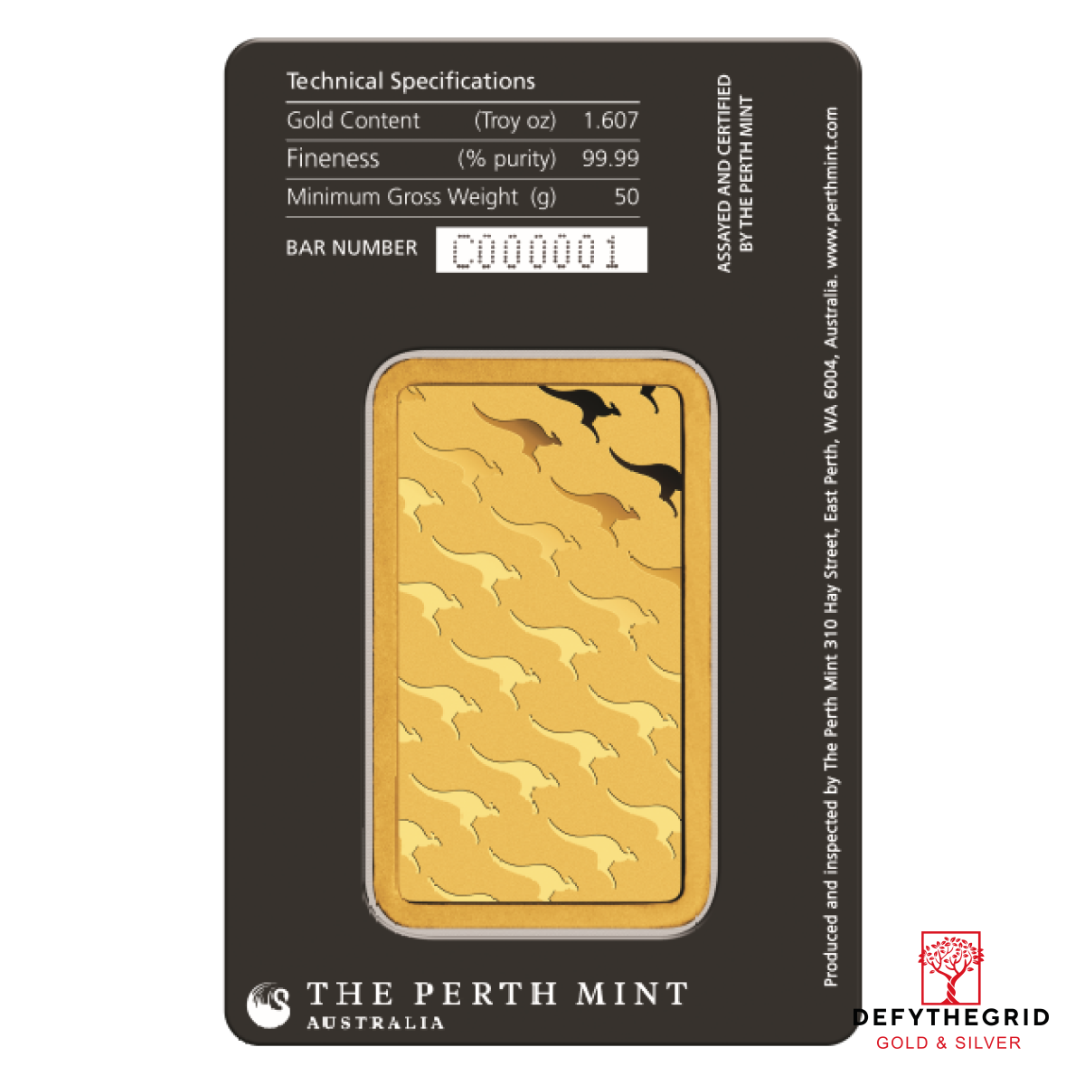 50 GRAM GOLD BAR PERTH Reverse product photo