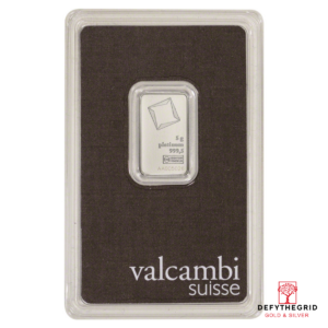 5 GRAM PLATINUM BAR VALCAMBI Obverse product photo