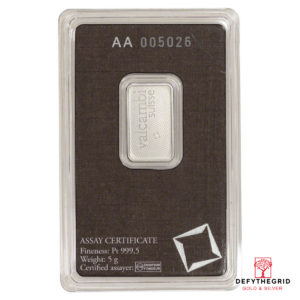 5 GRAM PLATINUM BAR VALCAMBI Reverse product photo