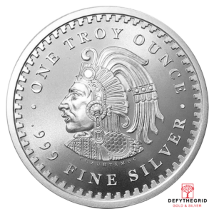 1 OZ SILVER ROUND AZTEC CALENDAR Reverse product photo