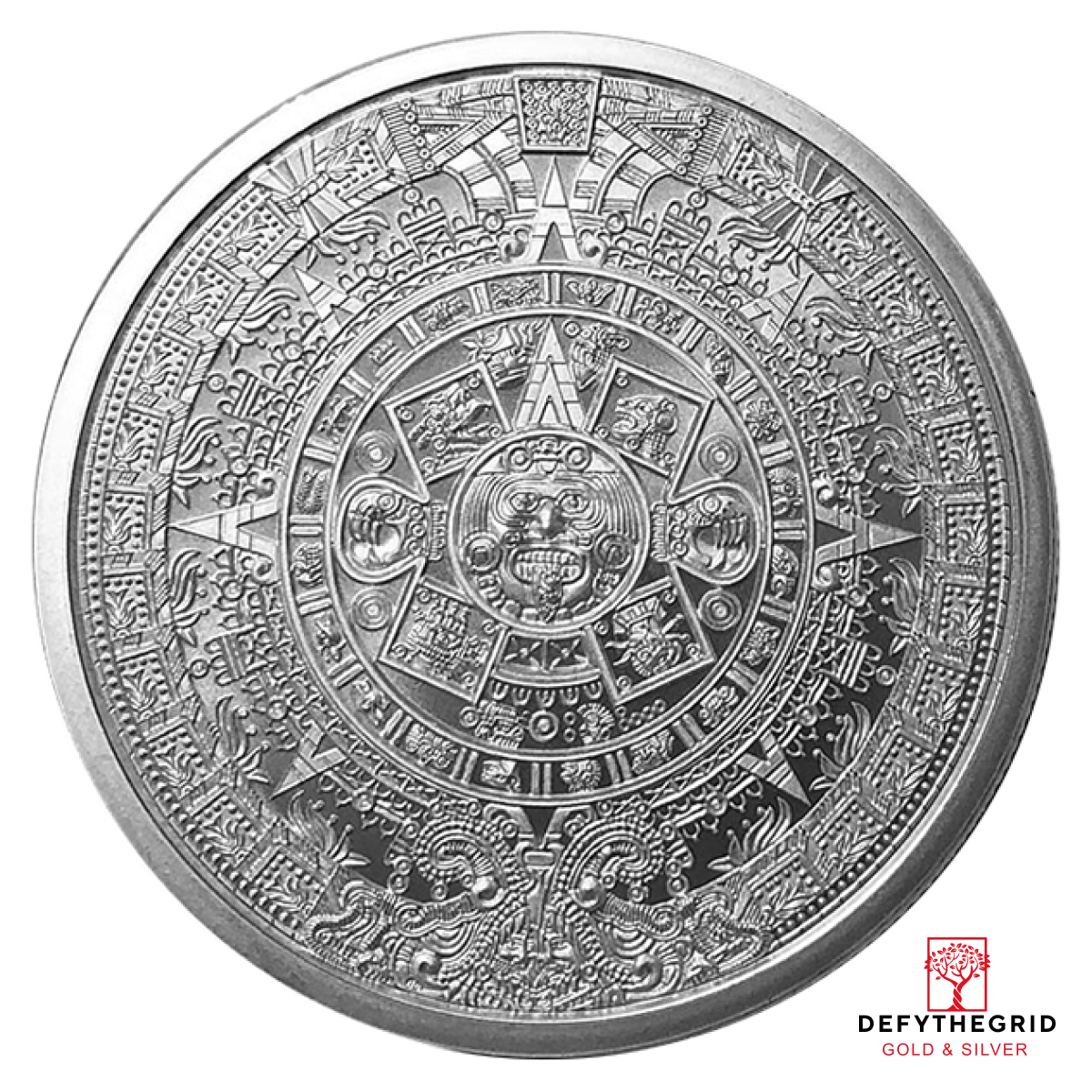 1 OZ SILVER ROUND AZTEC CALENDAR Obverse product photo