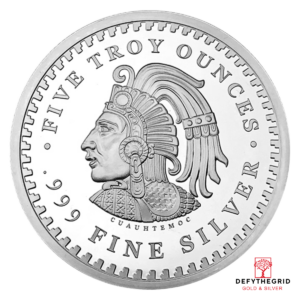 5 OZ SILVER ROUND AZTEC CALENDAR Reverse product photo