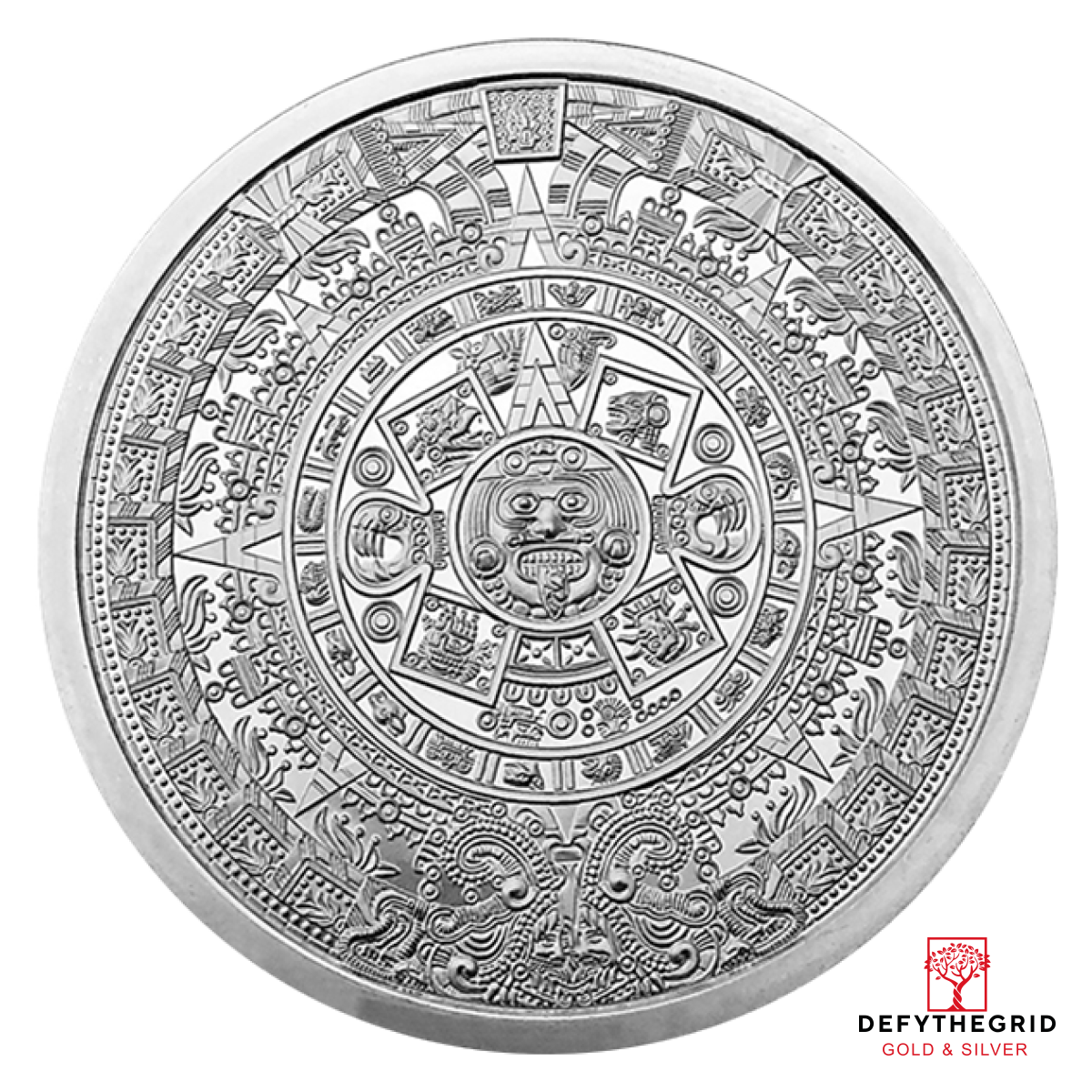 5 OZ SILVER ROUND AZTEC CALENDAR Obverse product photo