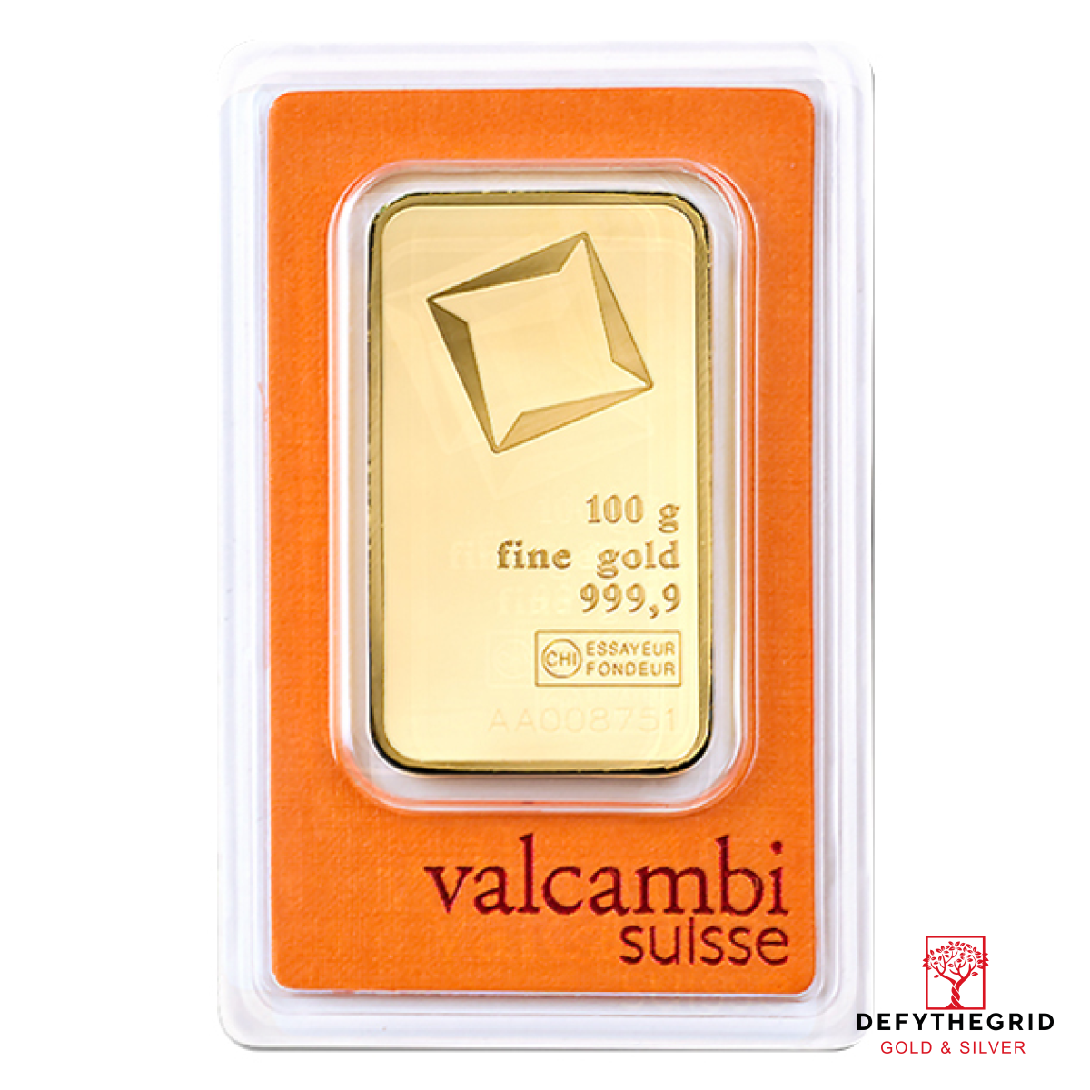 100 GRAM GOLD BAR VALCAMBI Obverse product photo