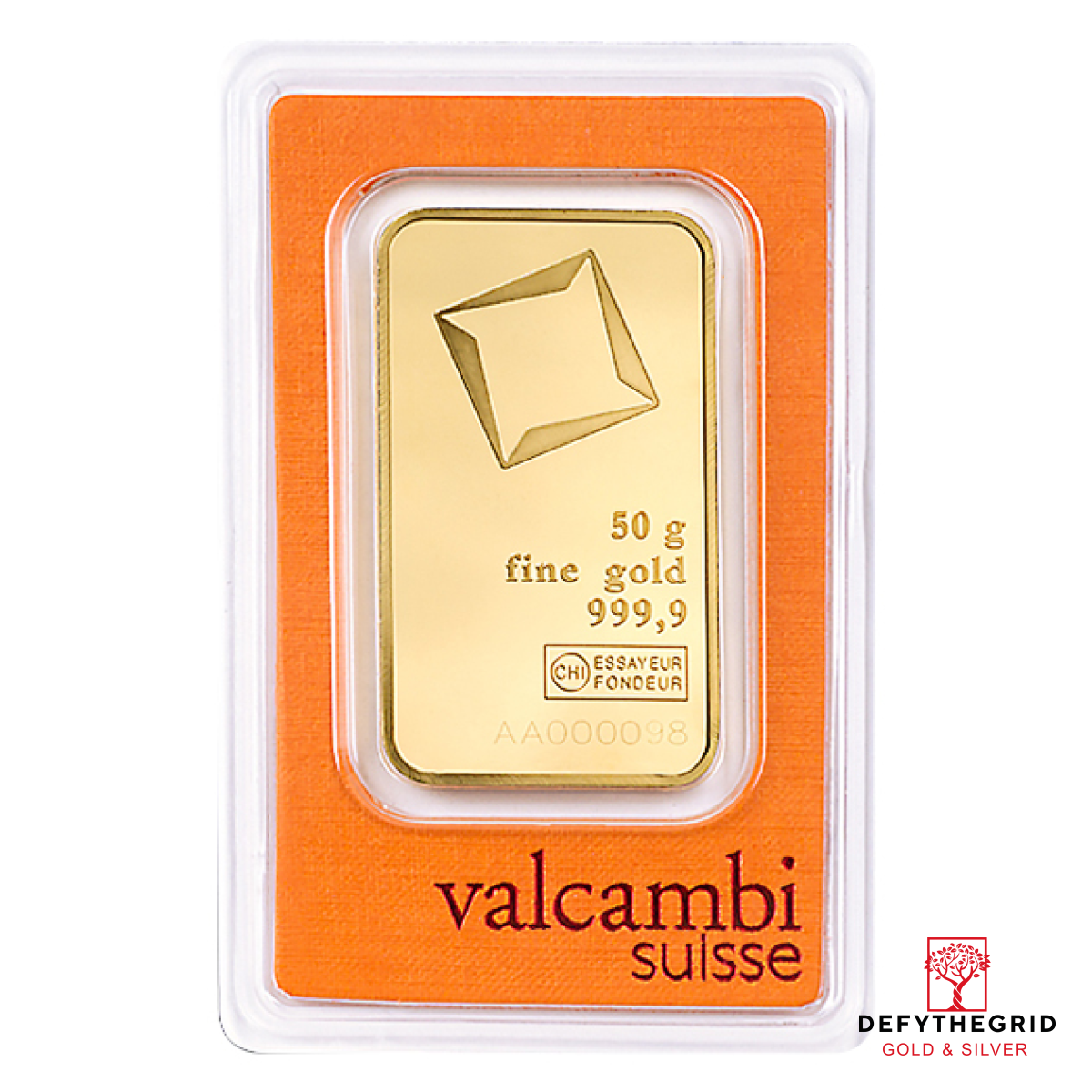 50 GRAM GOLD BAR VALCAMBI Obverse product photo