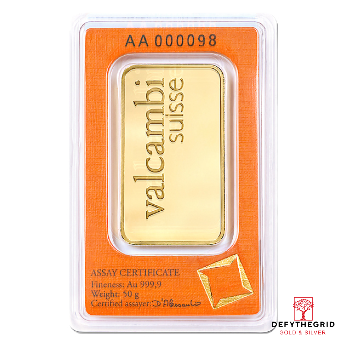 50 GRAM GOLD BAR VALCAMBI Reverse product photo