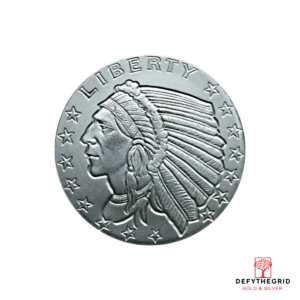 1/4 OZ SILVER ROUND INCUSE INDIAN DESIGN GOLDEN STATE MINT Obverse product photo