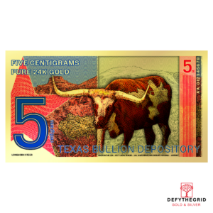 5 Centigram Gold Aurum - Texas Longhorn Steer