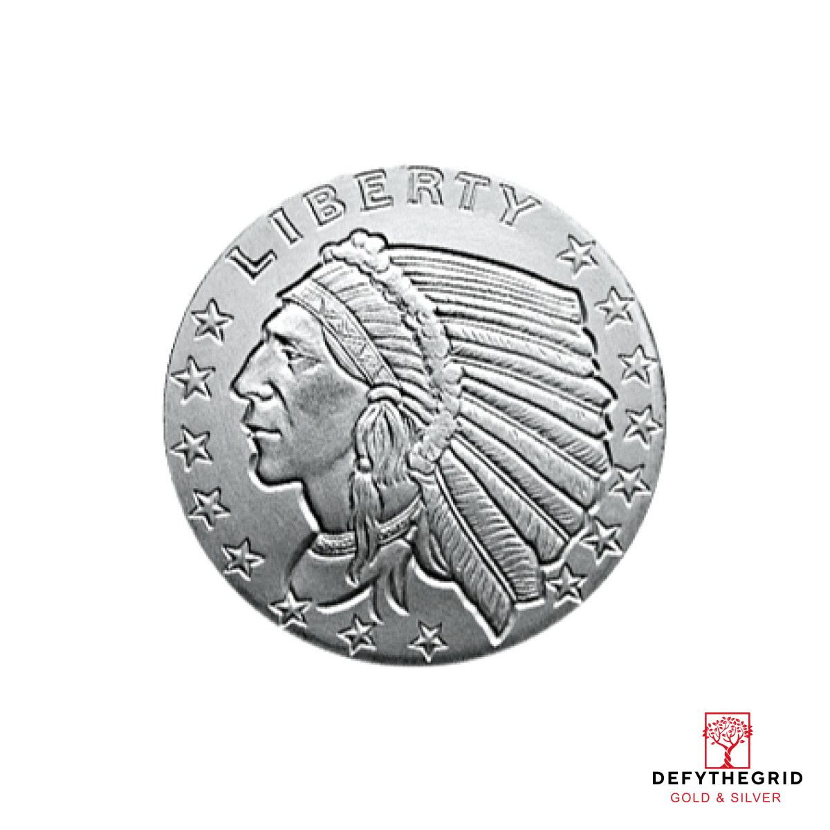 1/10 OZ SILVER ROUND INCUSE INDIAN DESIGN GOLDEN STATE MINT Obverse product photo